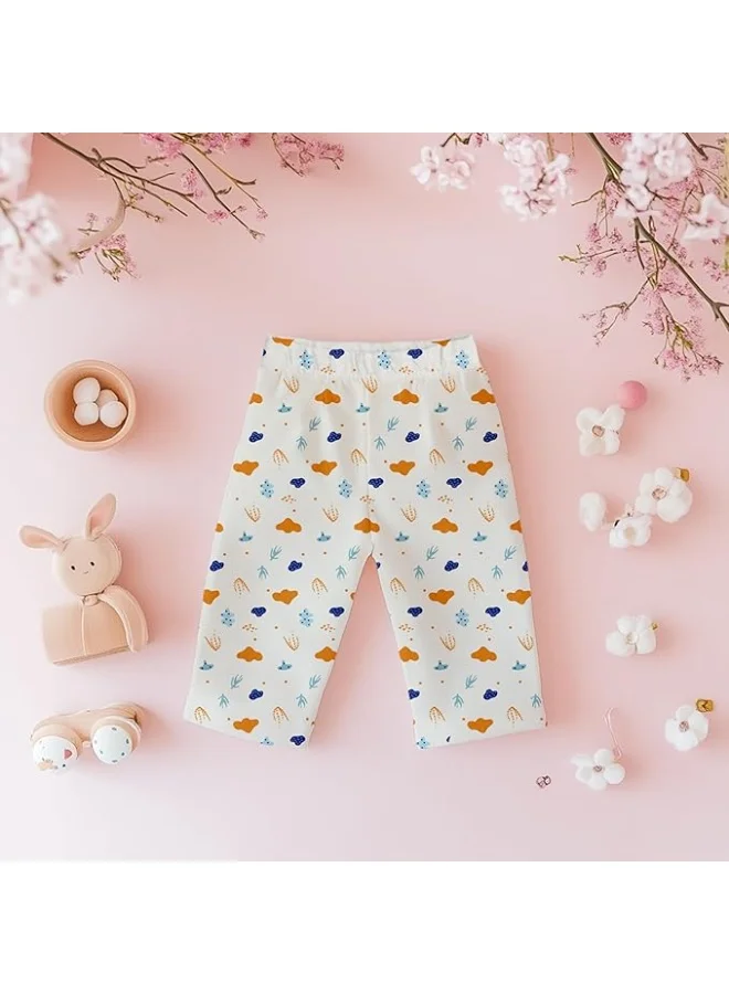 LUAY White Luay® 100% Cotton Cloud Printed Co-ord Set | Ultra-Soft Stylish & Classy Oufits | Full-Sleeve T-Shirt & Comfy Pants - White for Men | Best Price UAE